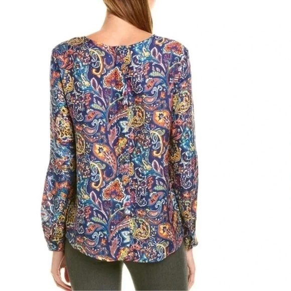 J. McLaughlin Lorinda Silk Modal Long Sleeve Button Back Blouse Garden Paisley S - Picture 14 of 14